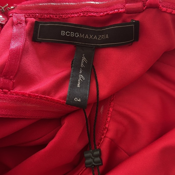 BCBGMaxazria Raspberry Tiered Chiffon Strapless Ginger Cocktail Dress Women SZ 4 - Picture 9 of 12